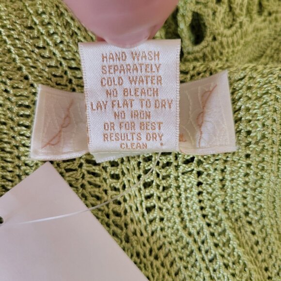 Kroshetta by Papillon S Green Rayon Sleeveless Crochet Top Boho Coastal Beaded - Picture 3 of 8